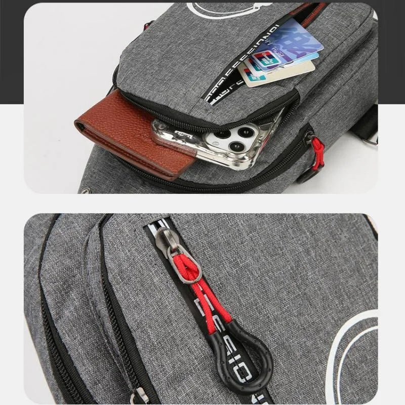 Men's Crossbody Bag, Creative Casual Multi-layer Shoulder Bag with Adjustable Strap, Zipper Closure & Multiple Pockets, for Daily Outings, Commuting, Travel and Parties