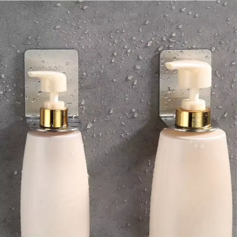 2 crochets muraux en acier inoxydable pour bouteilles, porte-flacons rechargeables pour shampoing, accessoires de salle de bain, crochets à fixer au mur
