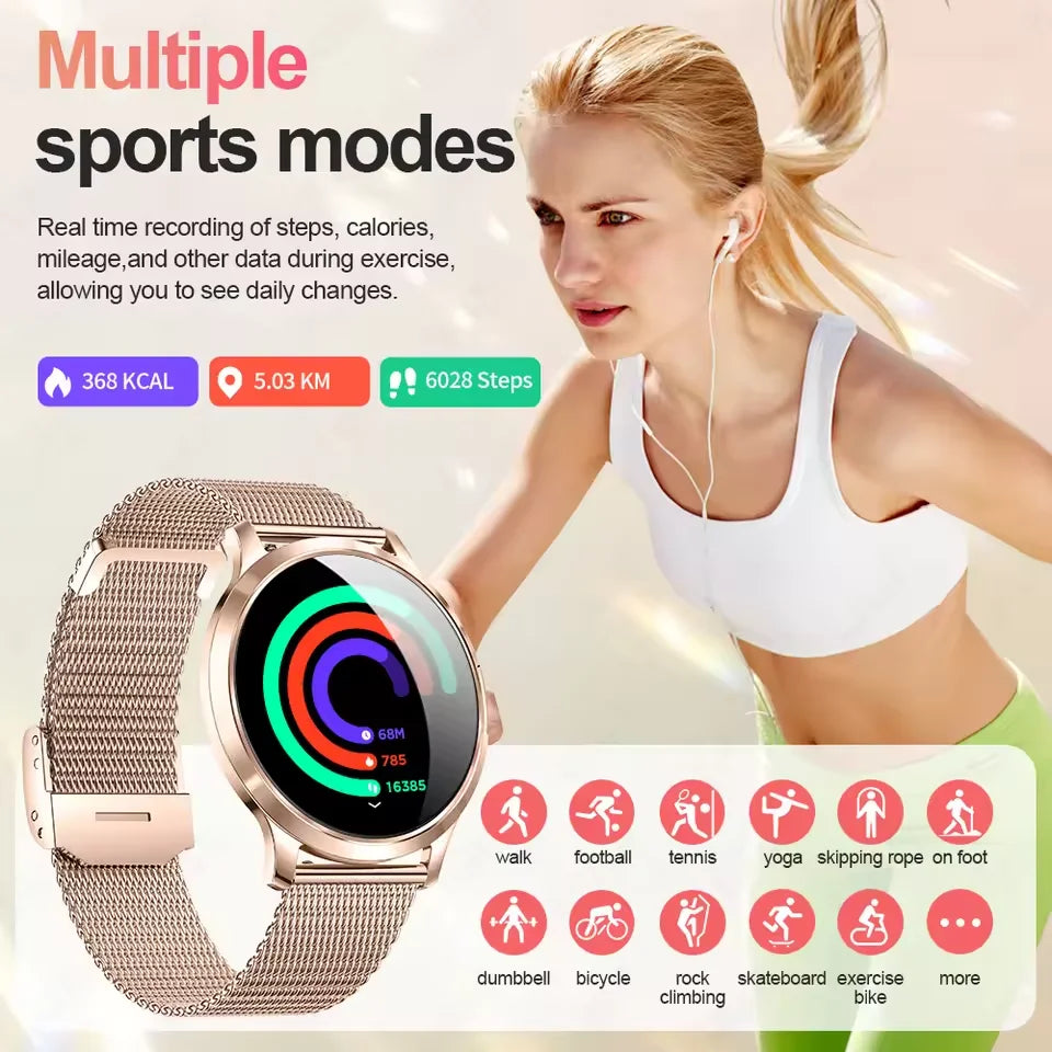 2026 New NFC Women Smart Watch 1.32 "Full HD Touch Screen Blood Pressure IP69K Waterproof 7.3mm Ultra Thin Ladies' Smart Watch