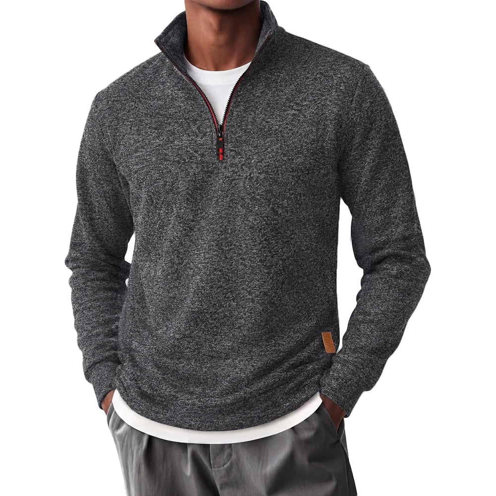 Autumn Men's Casual Sweatshirt Stand Collar Half Zipper Long Sleeve Fashion Simple Style Pullover Male Classic Dailywear