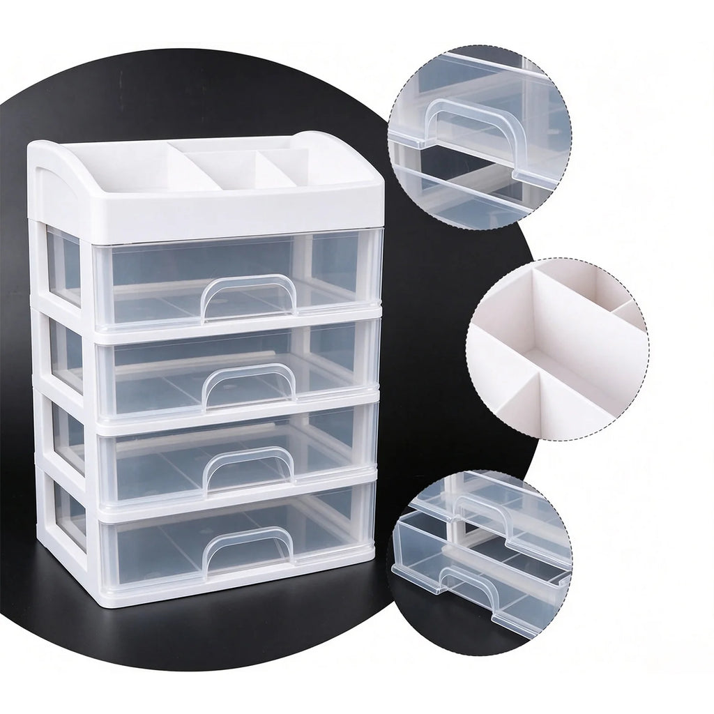 Organizer da tavolo bianco con 4 cassetti e 6 scomparti