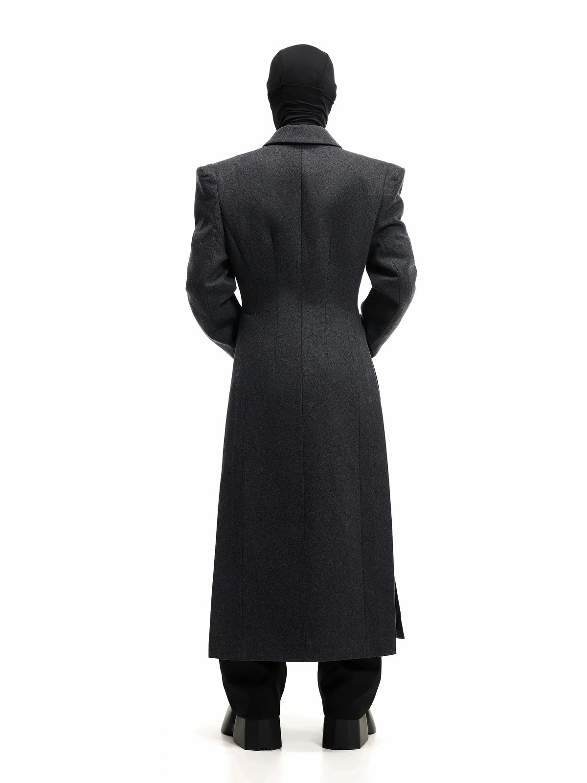 Mauroicardi Autumn Winter Long Warm Thick Fitted Black Wool Blends Coat Men Shoulder Pads Elegant Luxury Woolen Overcoat 2025