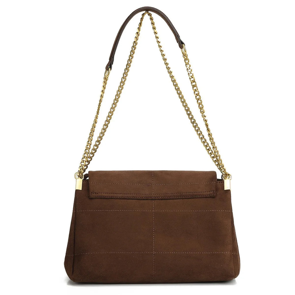 New Women Autumn Winter Suede Shoulder Bag Vintage Tote Bag with Chains Fashion Designer Luxury Handbags Retro Crossbody Bags
