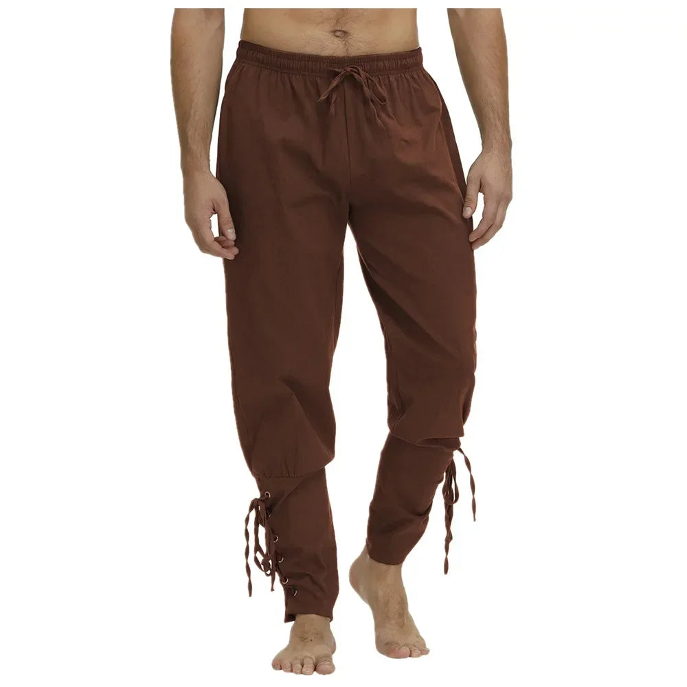 Drawstring Pirate Pant Viking Costume for Men Renaissance Medieval Pants Halloween Costume Adult Cosplay Trendy Streetwear