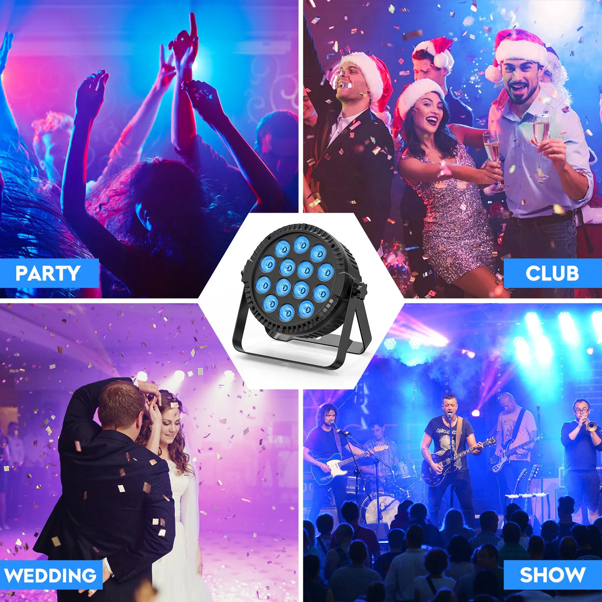 U'King 80W Par Scheinwerfer 4-in-1 RGBW 14 LED Bühneneffektlicht DMX512 Par Licht mit Fernbedienung für KTV Bar DJ Disco