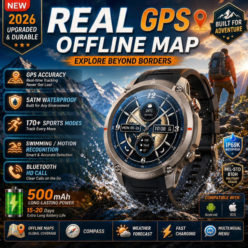 GPS Watch Professional Sport Smart Watch with Offline Map health Control Waterproof GPS Six-star positioning Tracking SmartWatch