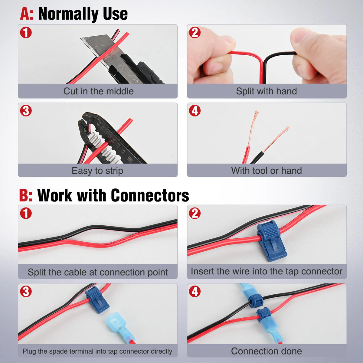 Nilight 100FT 12/14/16/18AWG Copper Clad Aluminum Wire Gauge Red Black CCA Electrical Cable 2 Conductor Parallel 12V/24V DC Flexible Extension Cords for Car Audio Radio Speaker Amplifier, Automotive Battery Cable for Subwoofe