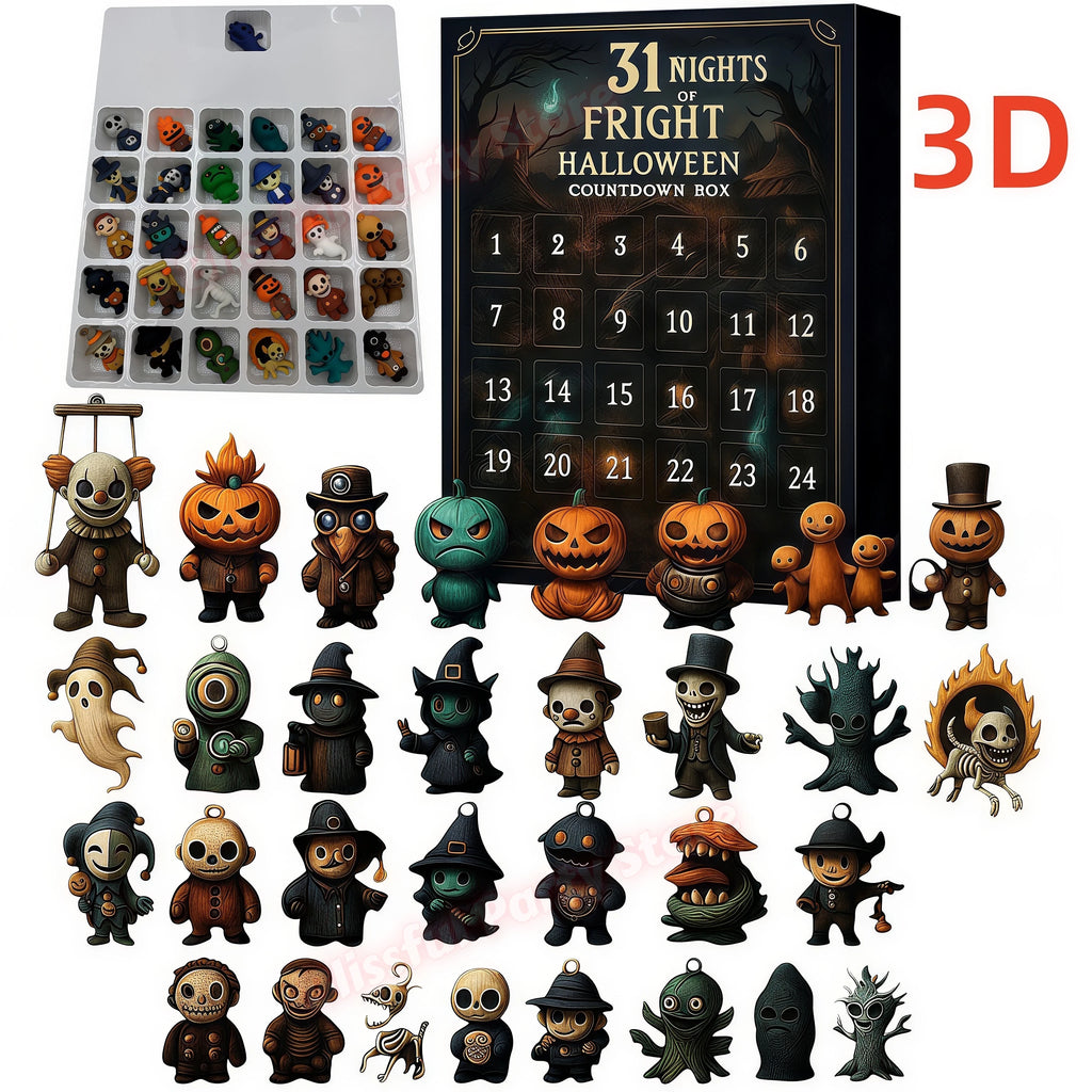 Calendario de Adviento de Halloween 2026: 31 noches de terror, caja de cuenta atrás con mini figuras espeluznantes en 3D, regalo para fiestas de Halloween
