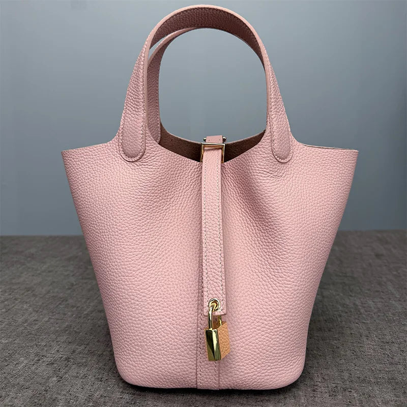 Women's Bag Bucket Bags Female Tote Bag High Quality Hand Bag Ladies Designer Luxury Genuine Togo Leather Shoulder Bag Organizer