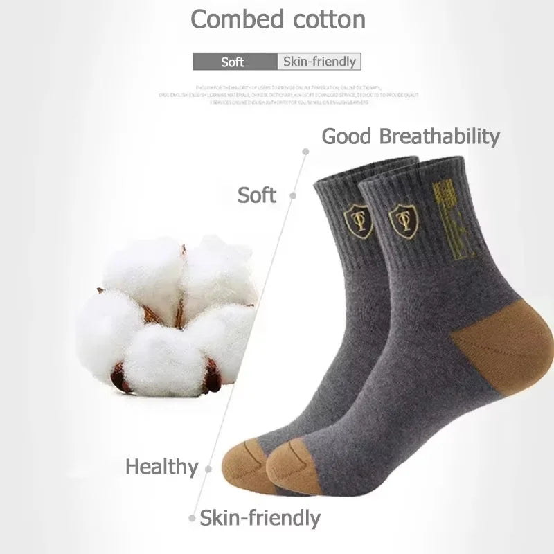10 Paar atmungsaktive Sportsocken aus Baumwolle für Herren, Bambusfaser, für Herbst und Winter, schweißabsorbierend und geruchshemmend, Business-Socken
