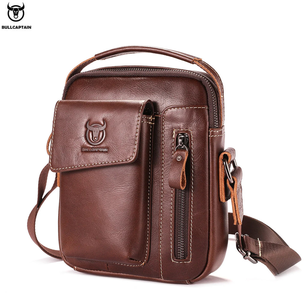BULLCAPTAIN Genuine Leather Messenger Bag