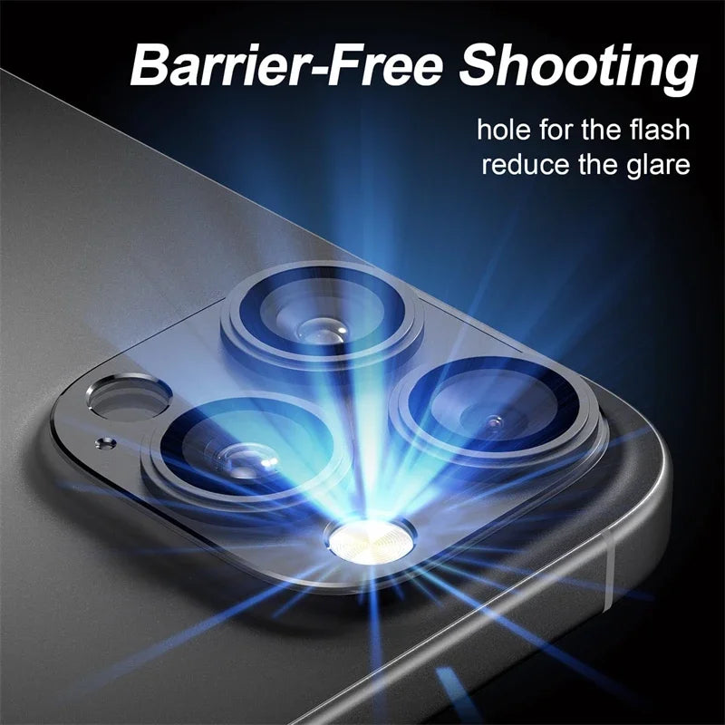 1-3PC Metal Camera Lens Protector For iPhone 18 Pro 17 16 15 14 13 12 11 Pro Max 9H Tempered Glass Matte Armor Anti-Scratch
