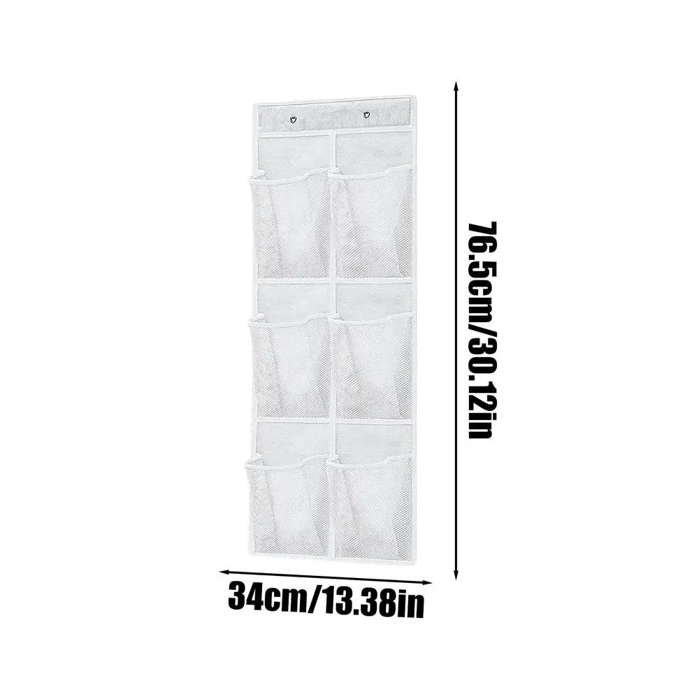 Bolsa de almacenamiento para colgar en la pared con 6 compartimentos, organizador de zapatos de malla para puerta, cesta y bolsillos de almacenamiento para colgar en el armario