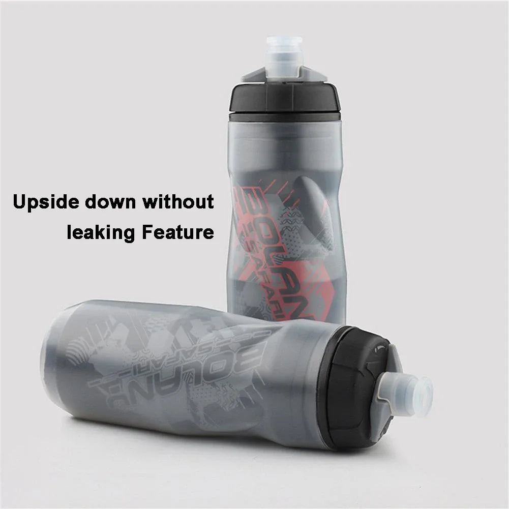 Botella de agua para bicicleta Bolany 600ml ligera para montaña de PP5 de doble capa con protección térmica y para hielo, equipo de copa para deportes al aire libre