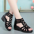 Women's Wedge Sandals 2025 New Comfortable Hollow-Out Roman Sandals, Elegant Low-Heeled Fashion Shoes for Women