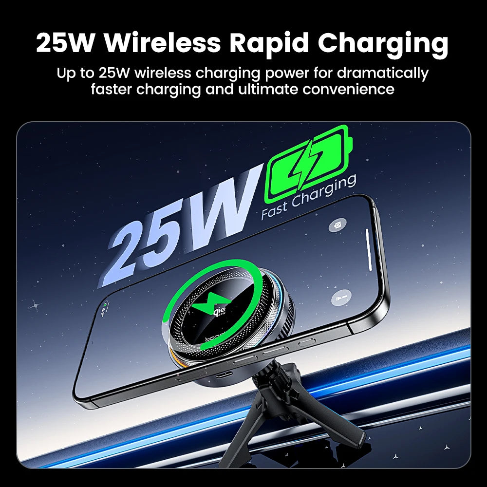 Toocki Qi2.2 25W Wireless Charger Magnetic Car Phone Holder TEC Cooling for iPhone 17 16 15 Samsung S26 S25 for Magsafe Charger