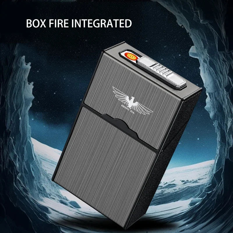 Rechargeable lighter and cigarette box in one, 20-pack thick cigarette box, pressure-resistant and moisture-proof, a must-have gift