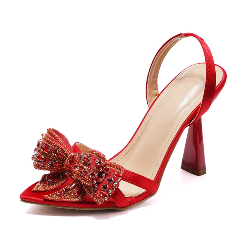 Sandali slingback donna Liyke a punta con fiocco luminoso