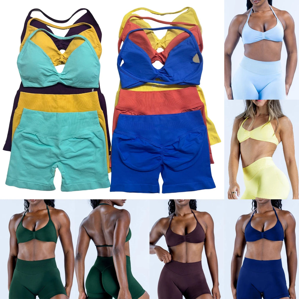 Yoga-Set für Damen, 2-teilig, Top und Shorts