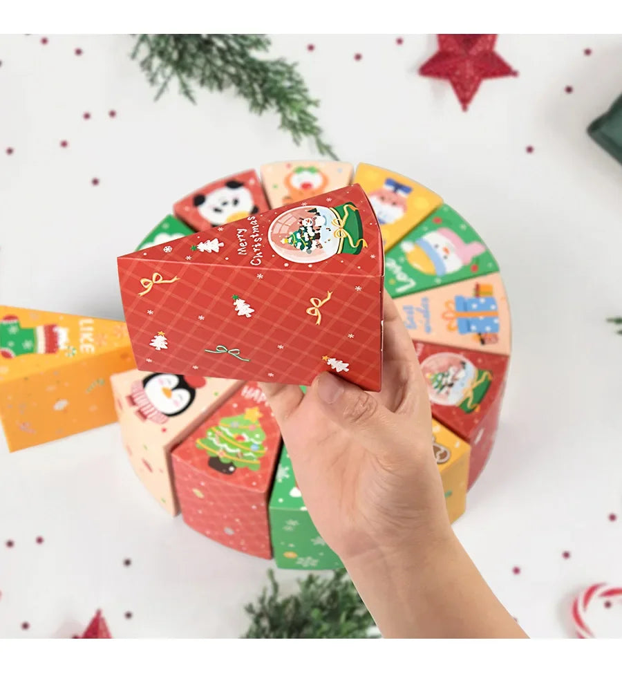 5 Lots of 60 Christmas Candy Boxes in Cake Shapes, DIY Funny 12-Day Christmas Countdown Surprise Gift Boxes for Xmas Party Supplies