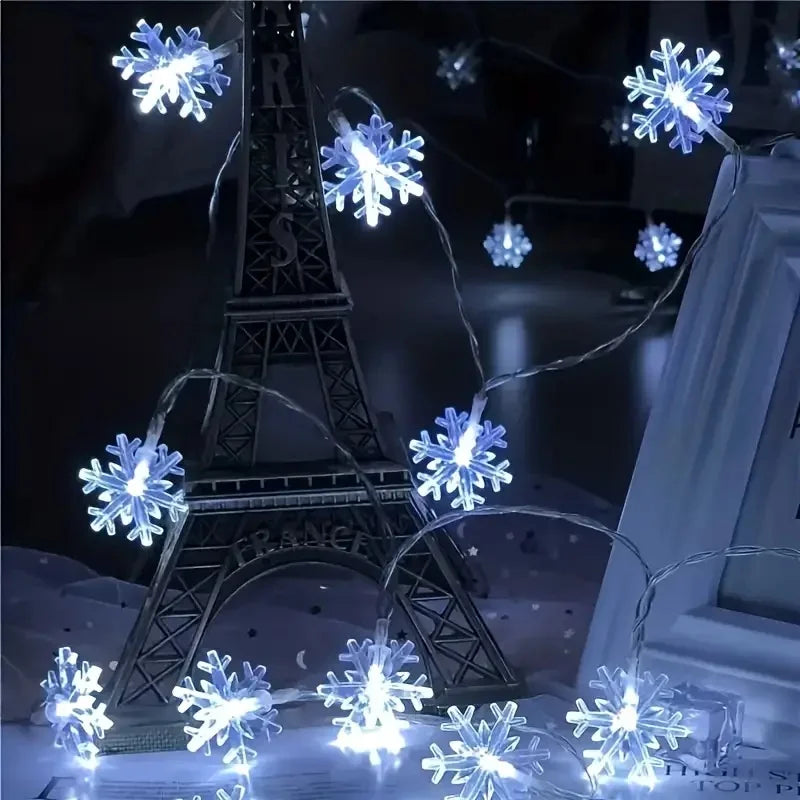 USB/Battery Powered Snowflake String Garland Fairy Lights Christmas Tree Halloween Holiday New Year Bedroom House Decor Lamp
