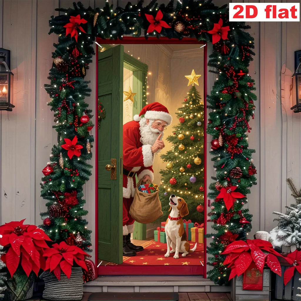 Christmas-themed decorative banners for the entrance area, featuring festive decorations for both indoor and outdoor use.