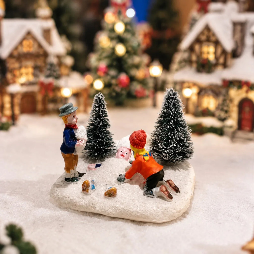Weihnungsdorf-Set-Zubehör, Spielzeugfiguren für Kinder, sammelbare Modellbaufahrzeuge und -figuren, Dekoration für den Kamin zu Hause, Weihnachtsdekoration
