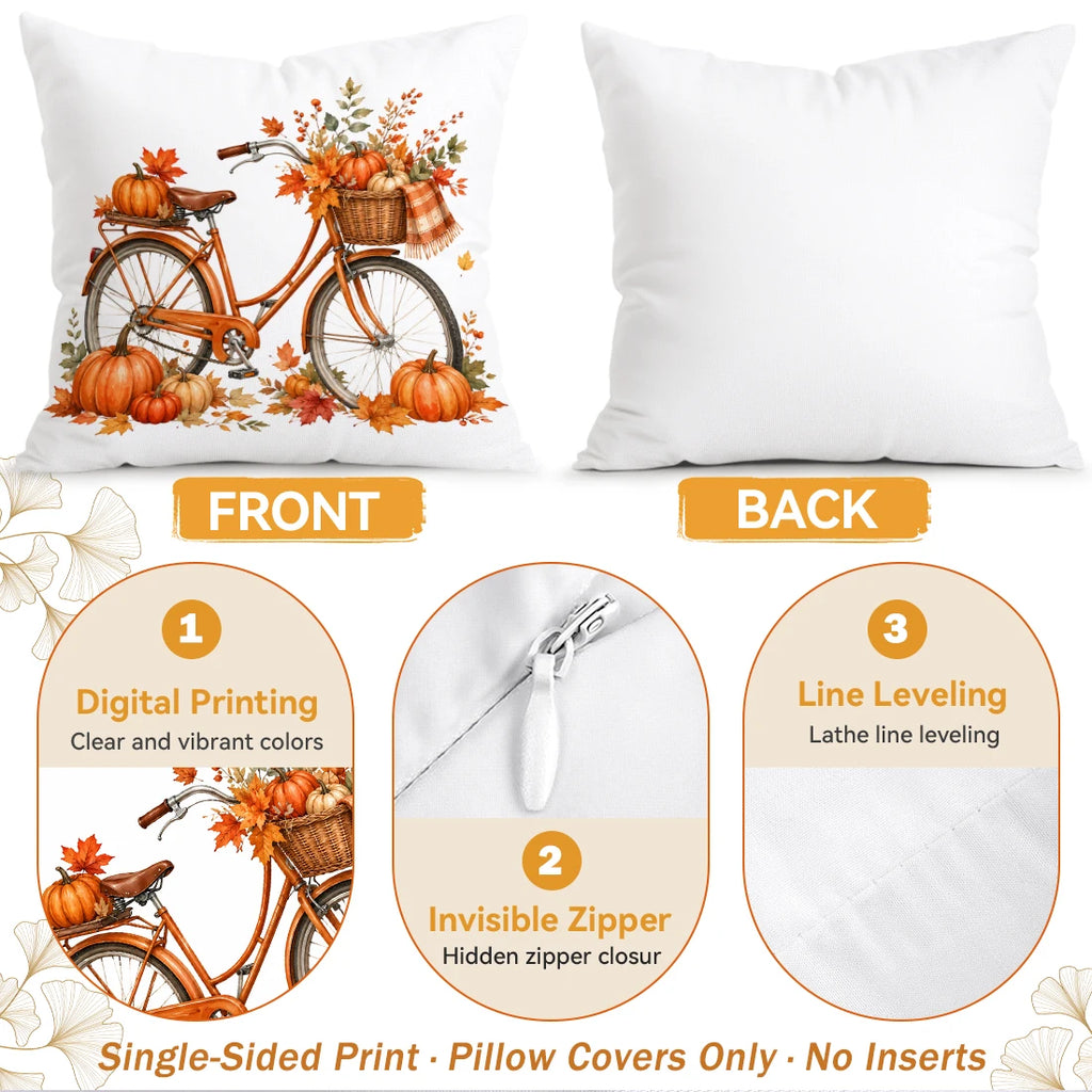 Funda de cojín de calabaza otoñal, poliéster estampado, 40/45/50 cm, cojín decorativo para sofá, funda de cojín, decoración del hogar