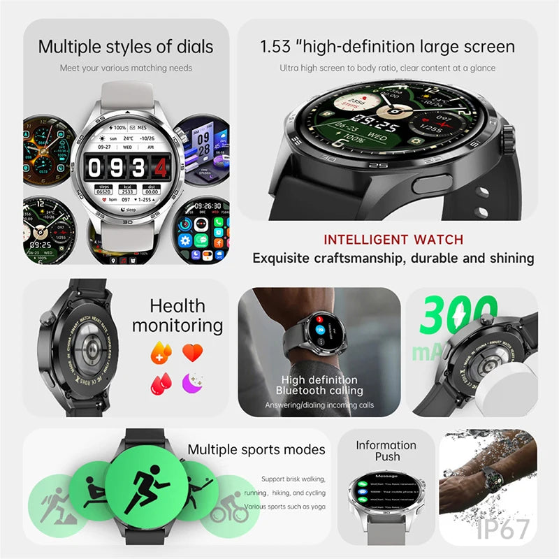 Smart Watch 5 Pro GPS NFC Smartwatch Men 360*360 AMOLED Screen Heart Rate Monitor Bluetooth Call IP67 Waterproof Men Smartwatch