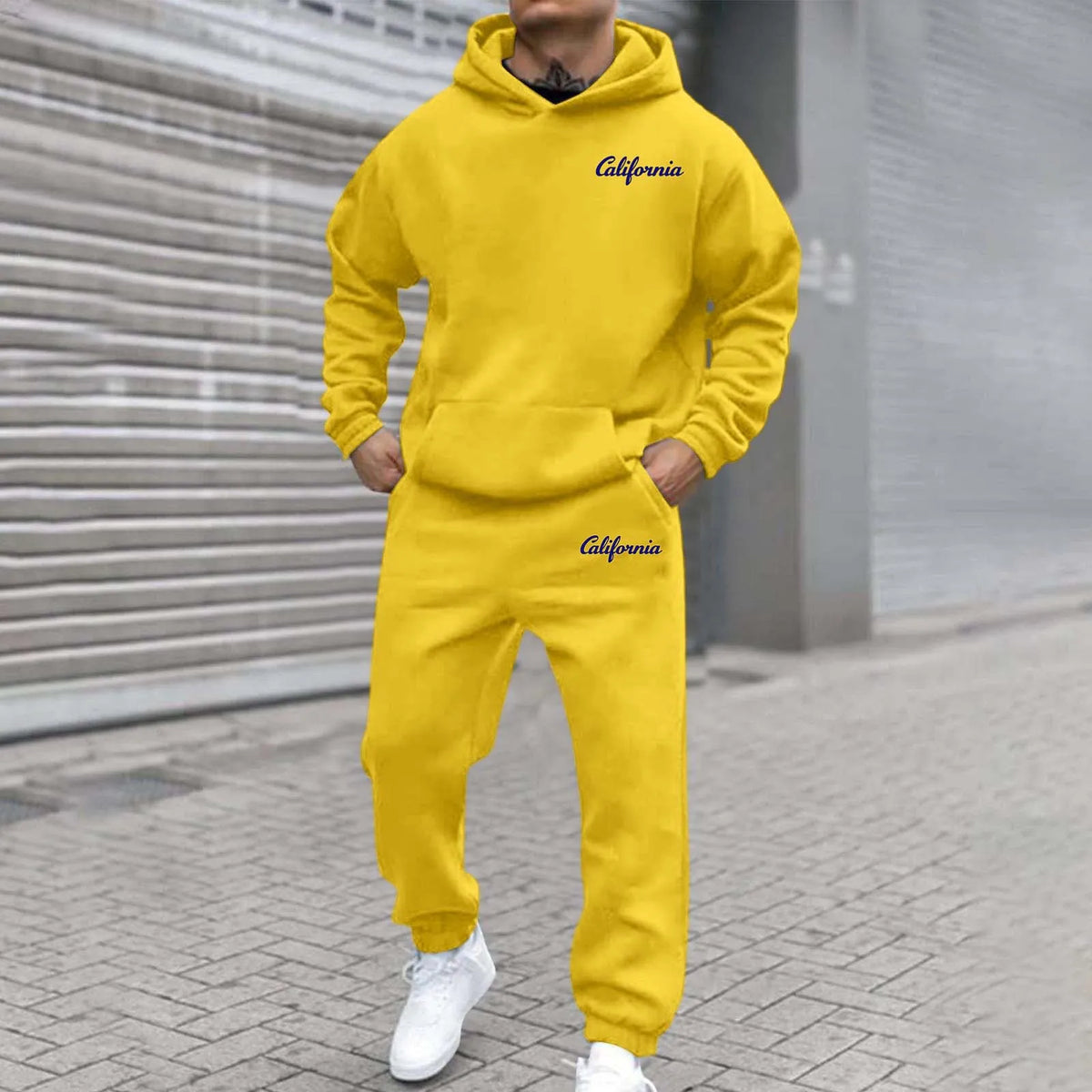 2026 letter printed sportswear set men's hooded sweatshirt long pants set spring and autumn winter warm suit Tracksuit