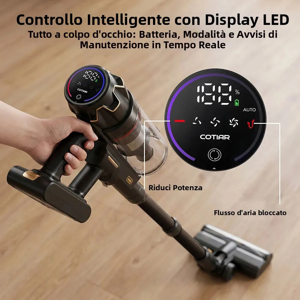 COTIAR Kabelloser Staubsauger V30 PRO 800W Leistungsstarke 75kPa Saugkraft 95 Min Laufzeit Handstaubsauger Haushaltsgerät Tragbar Abnehmbarer Akku