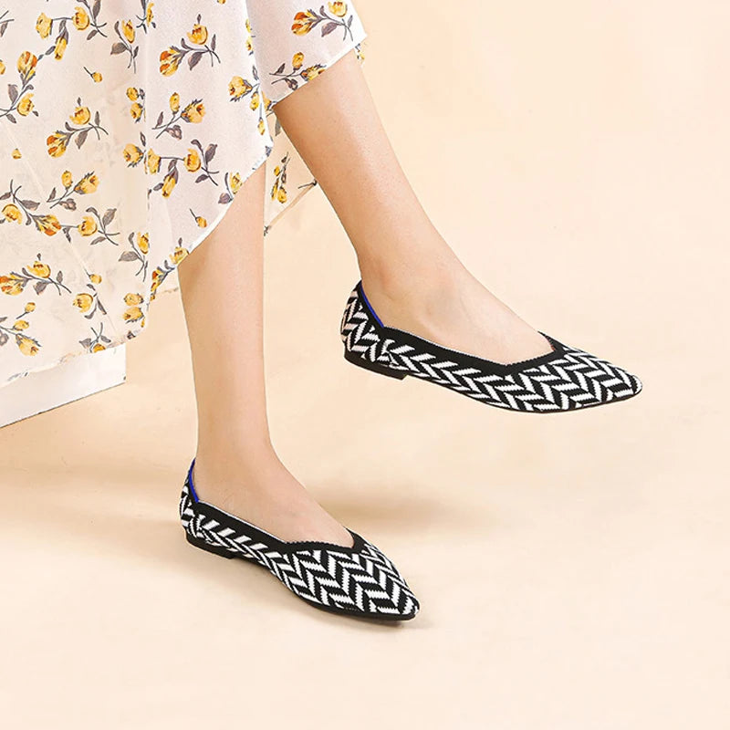 Ballerine da donna a punta con tomaia in cotone