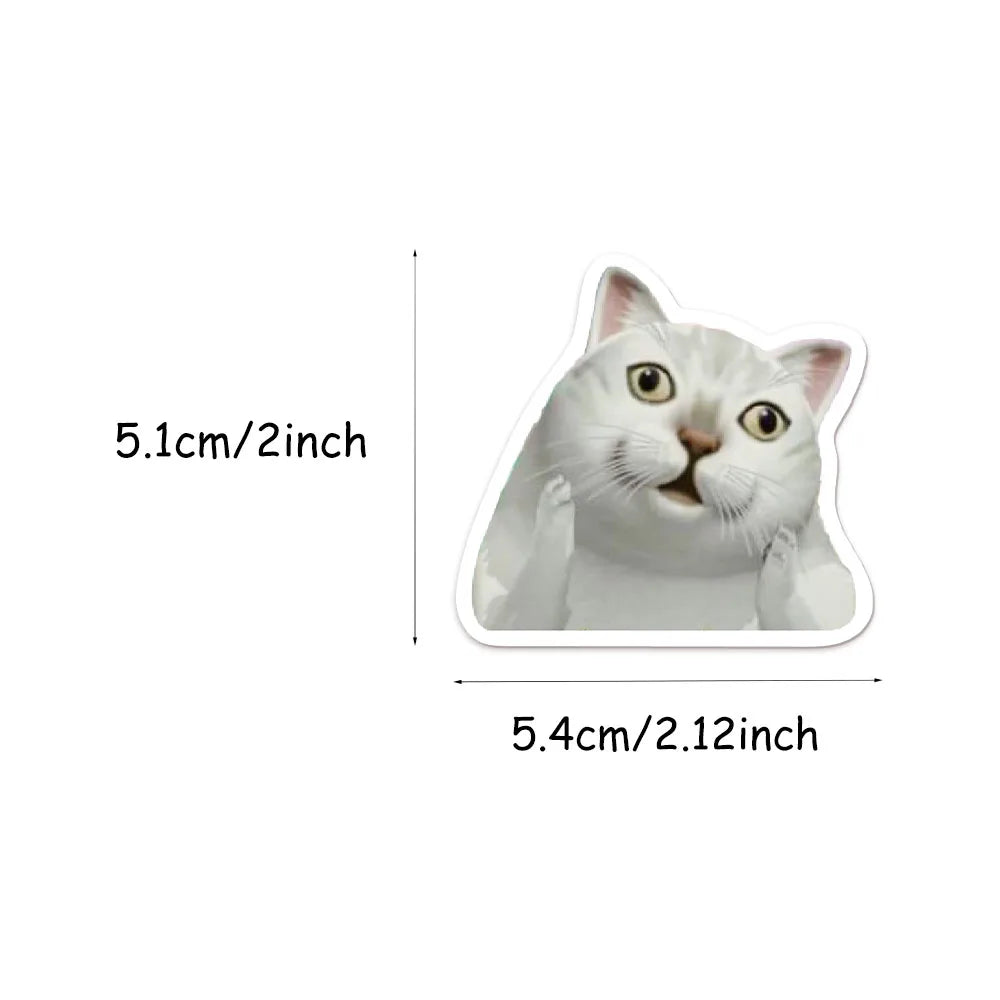 Lot de 50/100 autocollants créatifs et populaires sur le thème des chats mèmes, pour carnet, DIY, graffiti, gourde et skateboard