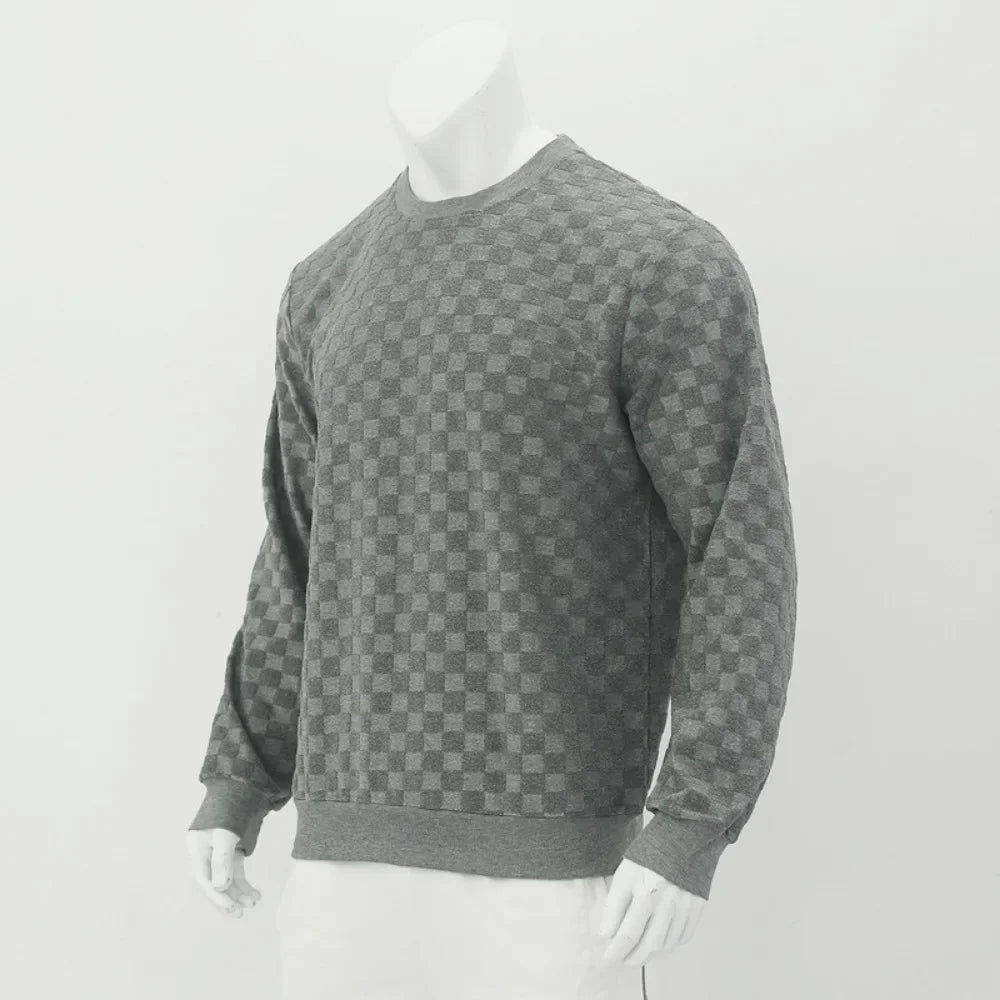 Men's Plaid Long Sleeve T-shirt Heavyweight Casual Fashion Bottoming Shirt Home Wear Streetwear Winter Tops Tees