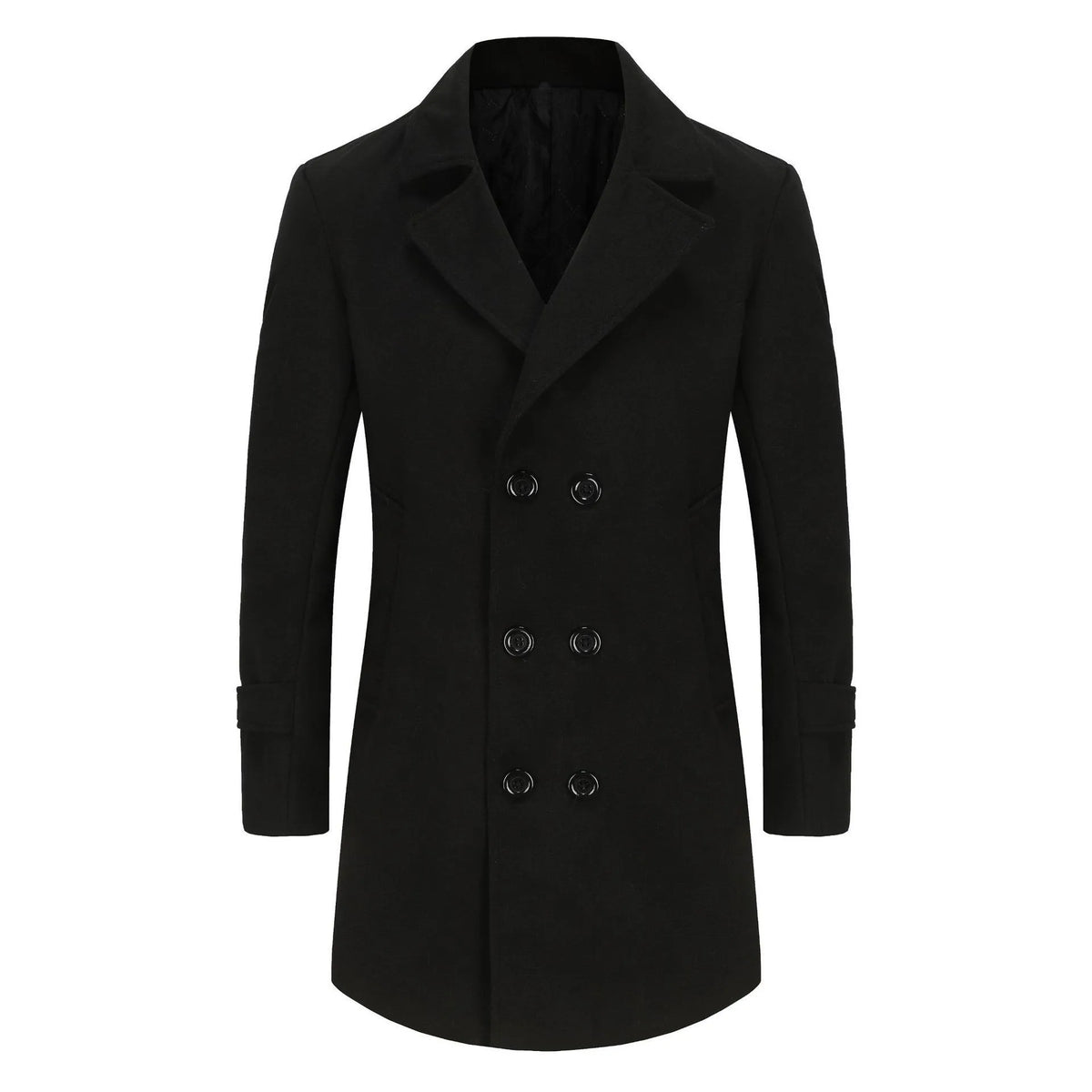 Autumn Winter New Fashion Men's Solid Color Turn-down Collar Long Sleeve Double-breasted Wool Coats Male Clothes Thicken Jackets