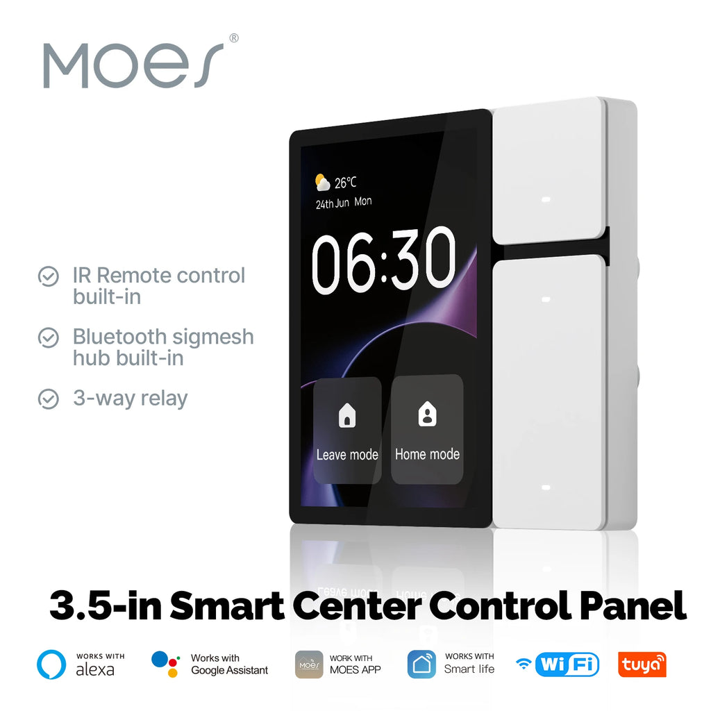 Pannello smart MOES 3,5 pollici con tre relè