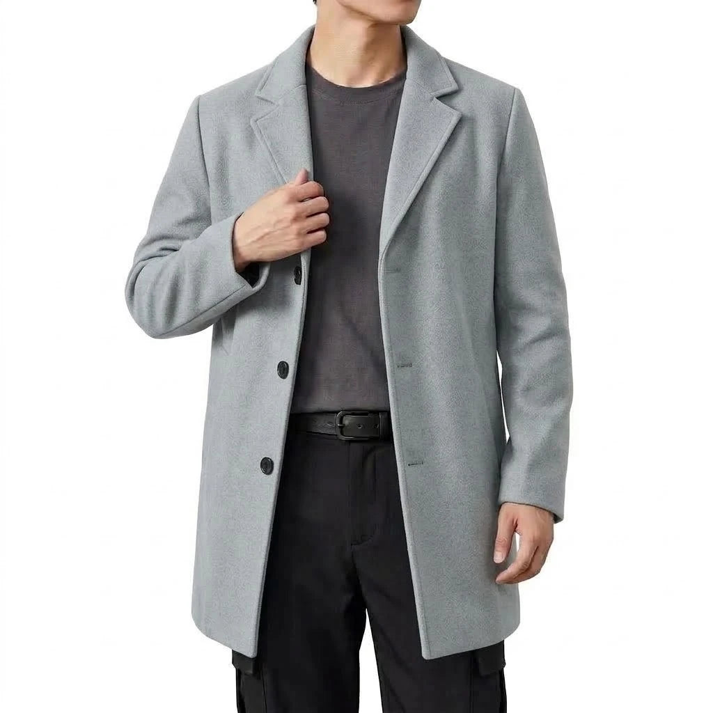 Autumn Men's Classic Overcoat Slim Fit Lapel Winter Trench Coat Elegant Business Casual Single Breasted Long Coat Windbreaker