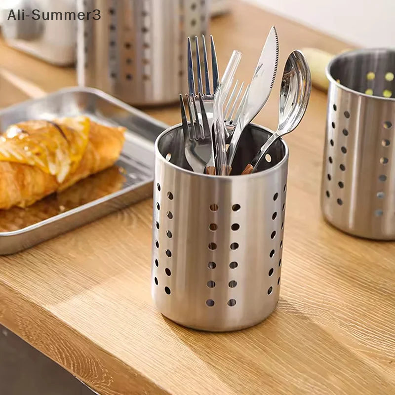 Stainless Steel Cutlery Holder Chopstick Storage Organizer Container Drainer Spoon Fork Kitchen Storage Basket