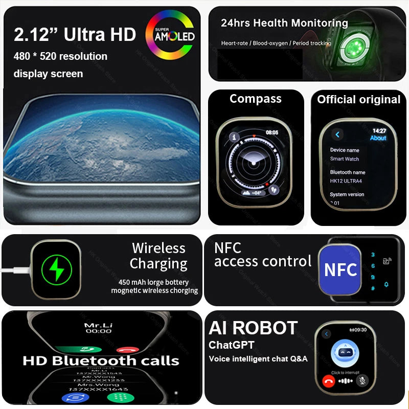 Smartwatch HK12 Ultra 4 con display AMOLED