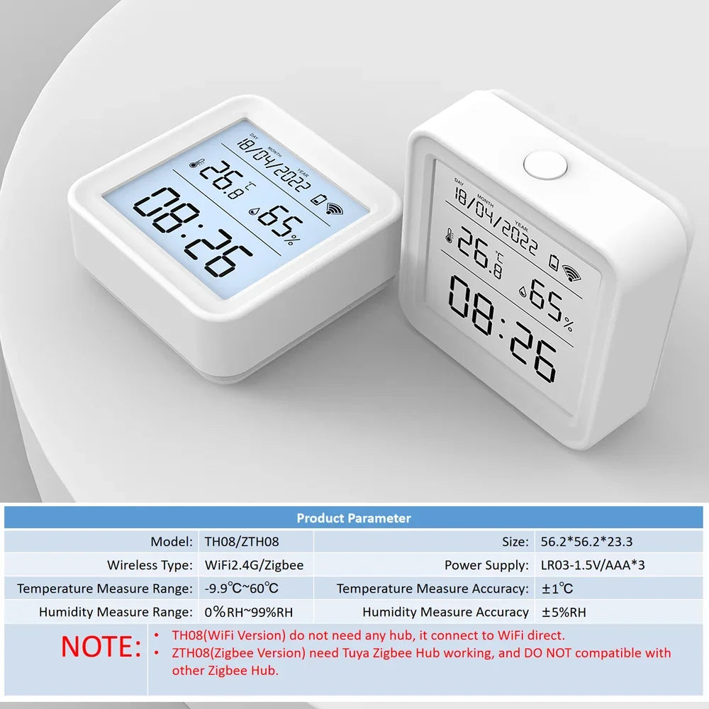 Tuya Zigbee WiFi Temperatur- und Feuchtigkeitssensor Hygrometer Thermometer Detektor Smart Life Fernbedienung Unterstützung für Alexa Google Home
