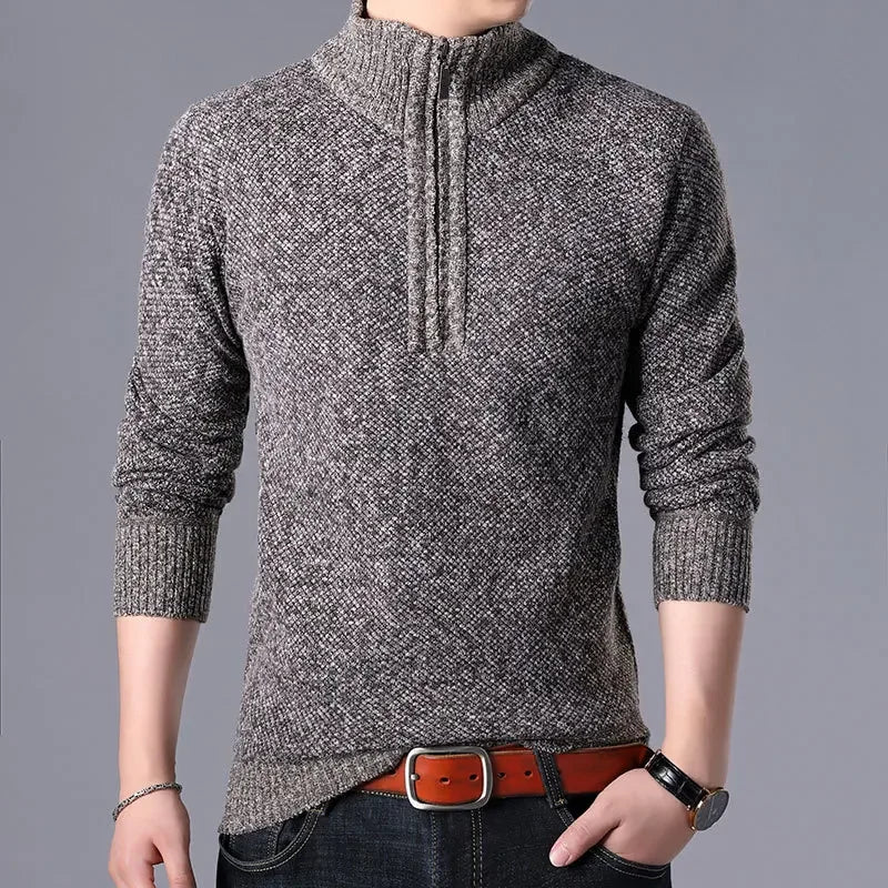 Autumn Winter Men Fleece Knitting Sweaters Jackets Slim Fit Warm Zipper Pullovers Thick Sweater Coat Male Trendy Streetwear