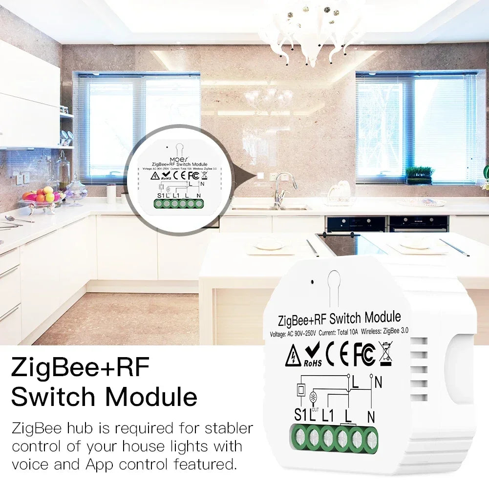 Smart ZigBee WiFi Dimmer Module Switch Module Smart Life App Remote Control Alexa Google Home Voice Control 1/2 Way 1/2 Gang
