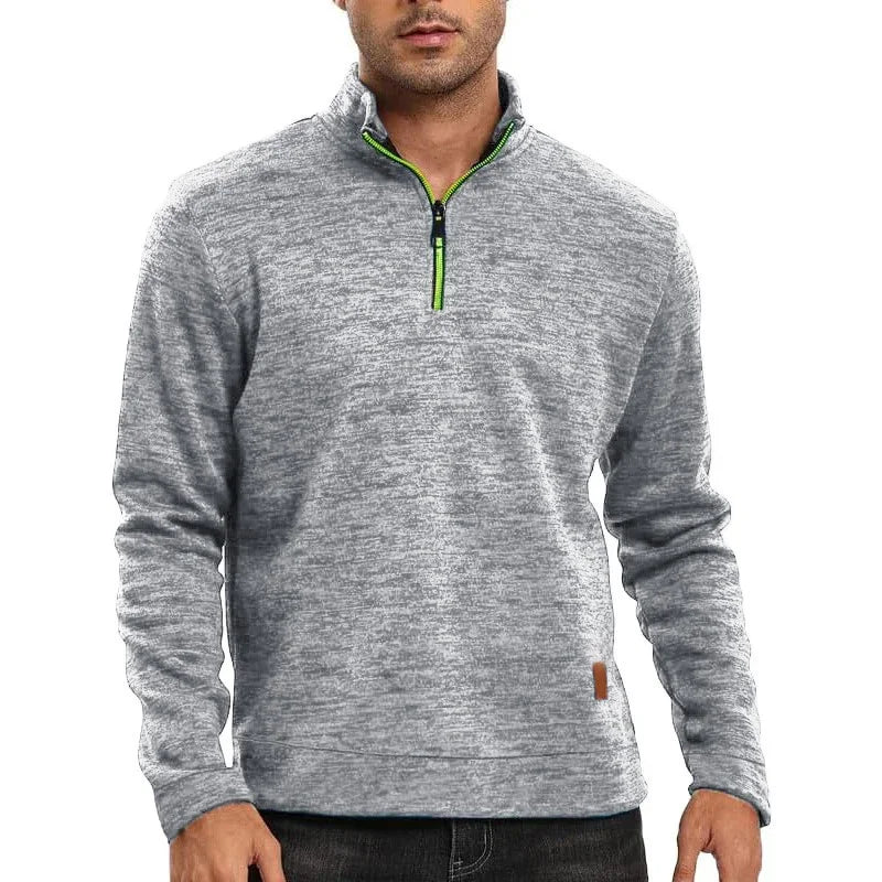 Men's Lightweight  Breathbale Half Zipper Sweatshirts Stand Collar Solid Color Pullover for Men Casual Slim Fit Dailywear