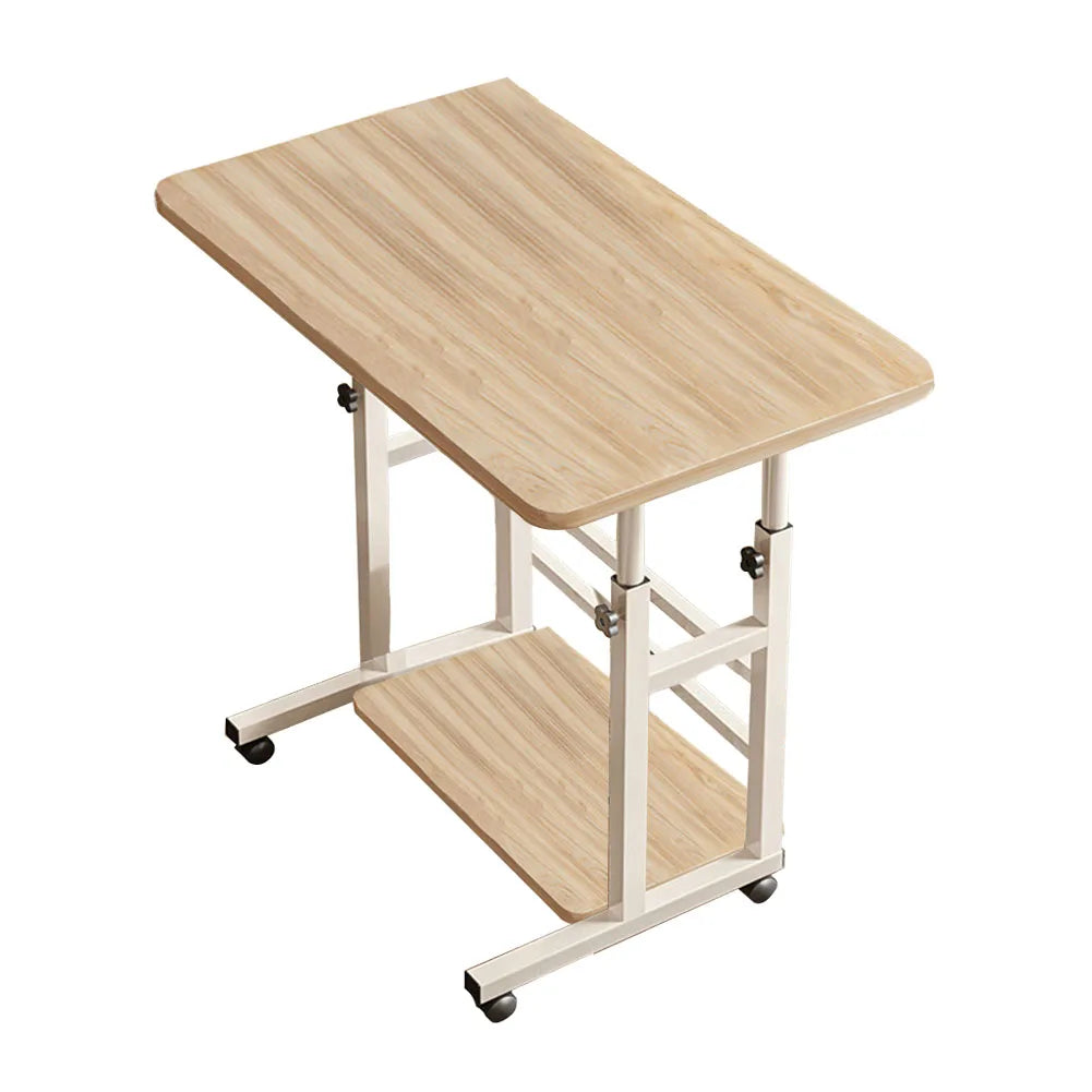 Voltsify Mobile Over-Height Adjustable Mobile Table Overbed Desk with Shelves, Wheels, and Laptop Tray Stand