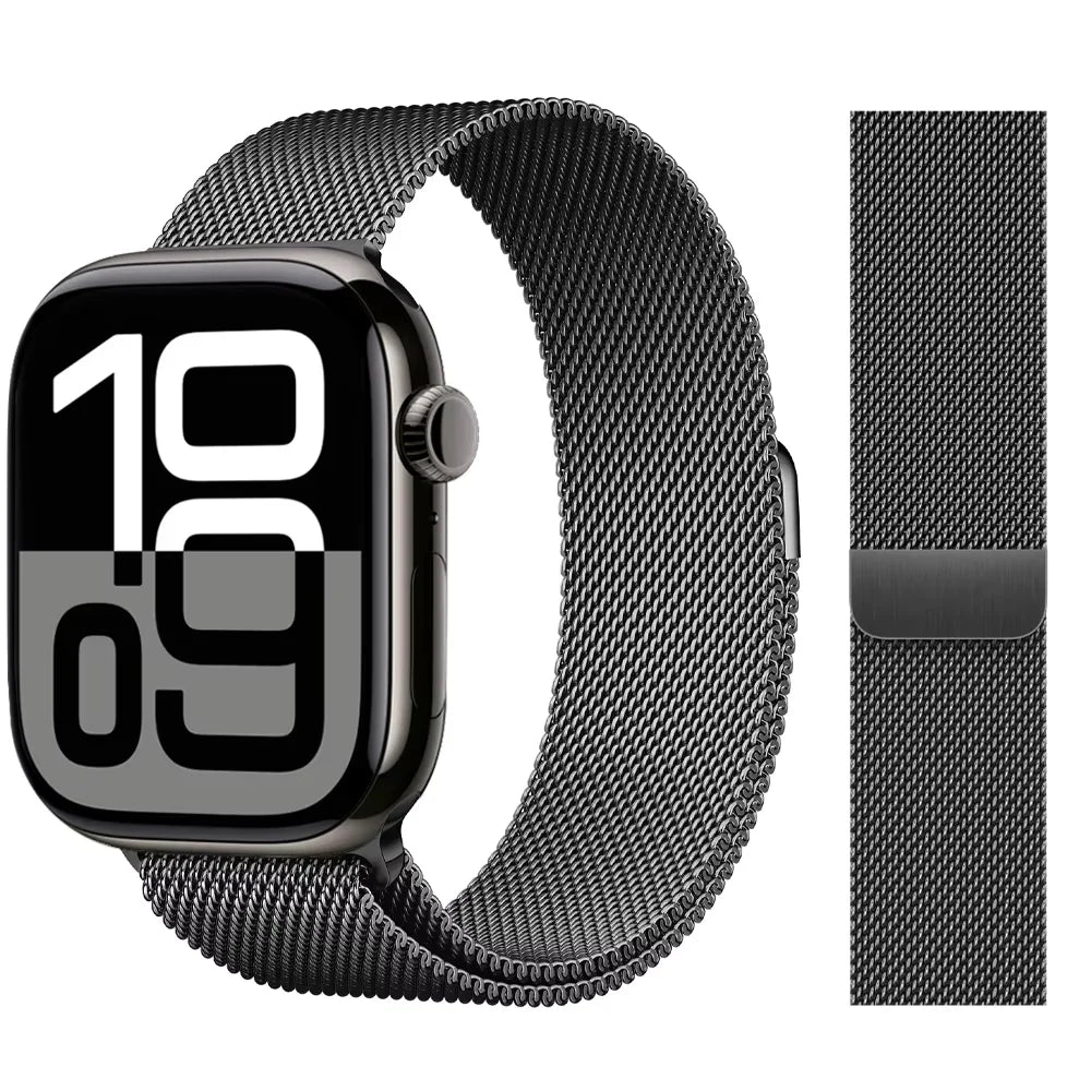 For Apple Watch Milanese Loop Strap 46 42 44 40 45mm Original Metal Correa Bracelet iWatch Series 12 11 10 9 8 SE Ultra 3 4 Band
