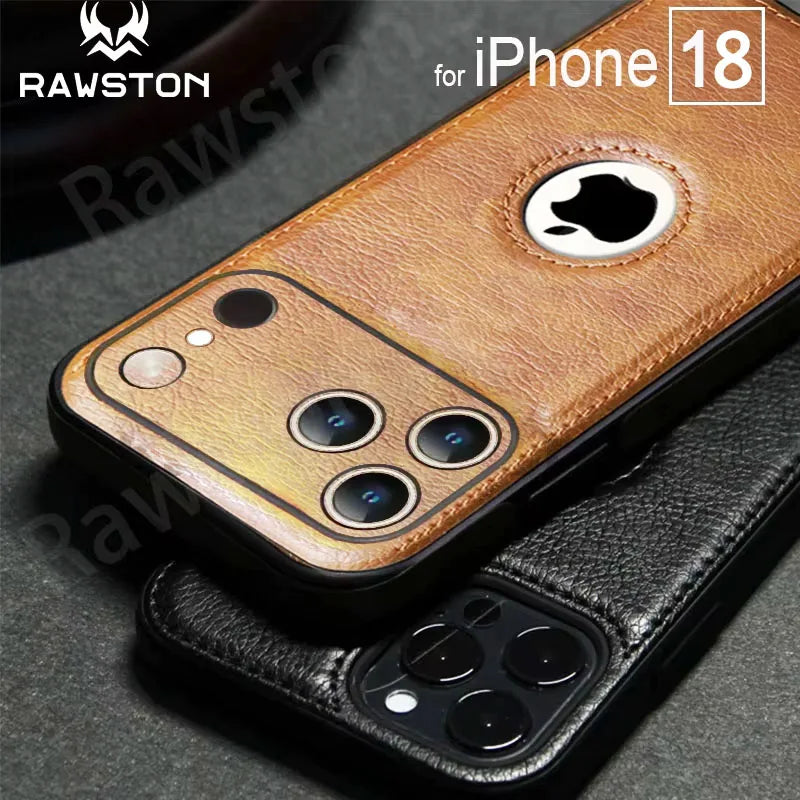 Luxury Leather Case for Apple iPhone 18 Pro MAX 17 15 14 13 12 11 16 Plus Shockproof Camera Lens Protect Logo View Phone Cover