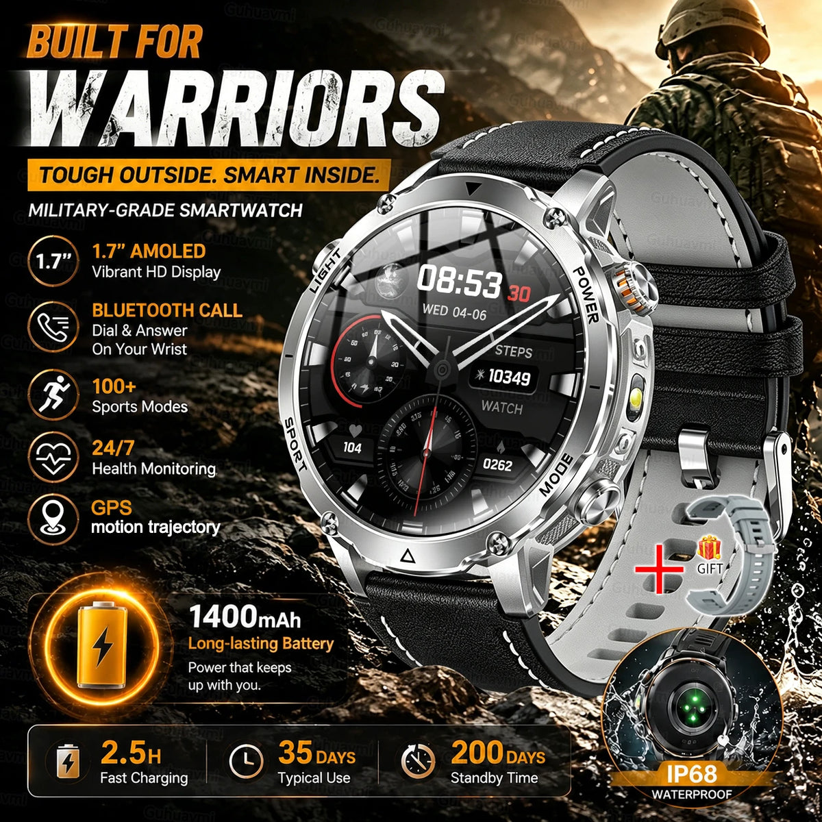 Rugged Outdoor Smartwatch with Bluetooth Calling