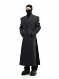 Mauroicardi Autumn Winter Long Warm Thick Fitted Black Wool Blends Coat Men Shoulder Pads Elegant Luxury Woolen Overcoat 2025