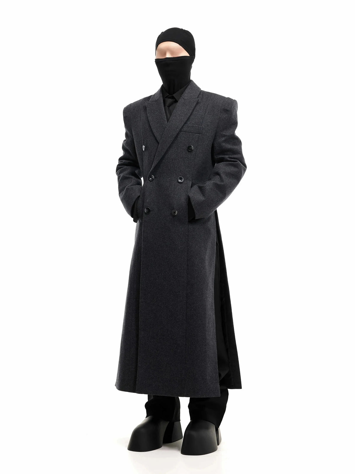 Mauroicardi Autumn Winter Long Warm Thick Fitted Black Wool Blends Coat Men Shoulder Pads Elegant Luxury Woolen Overcoat 2025