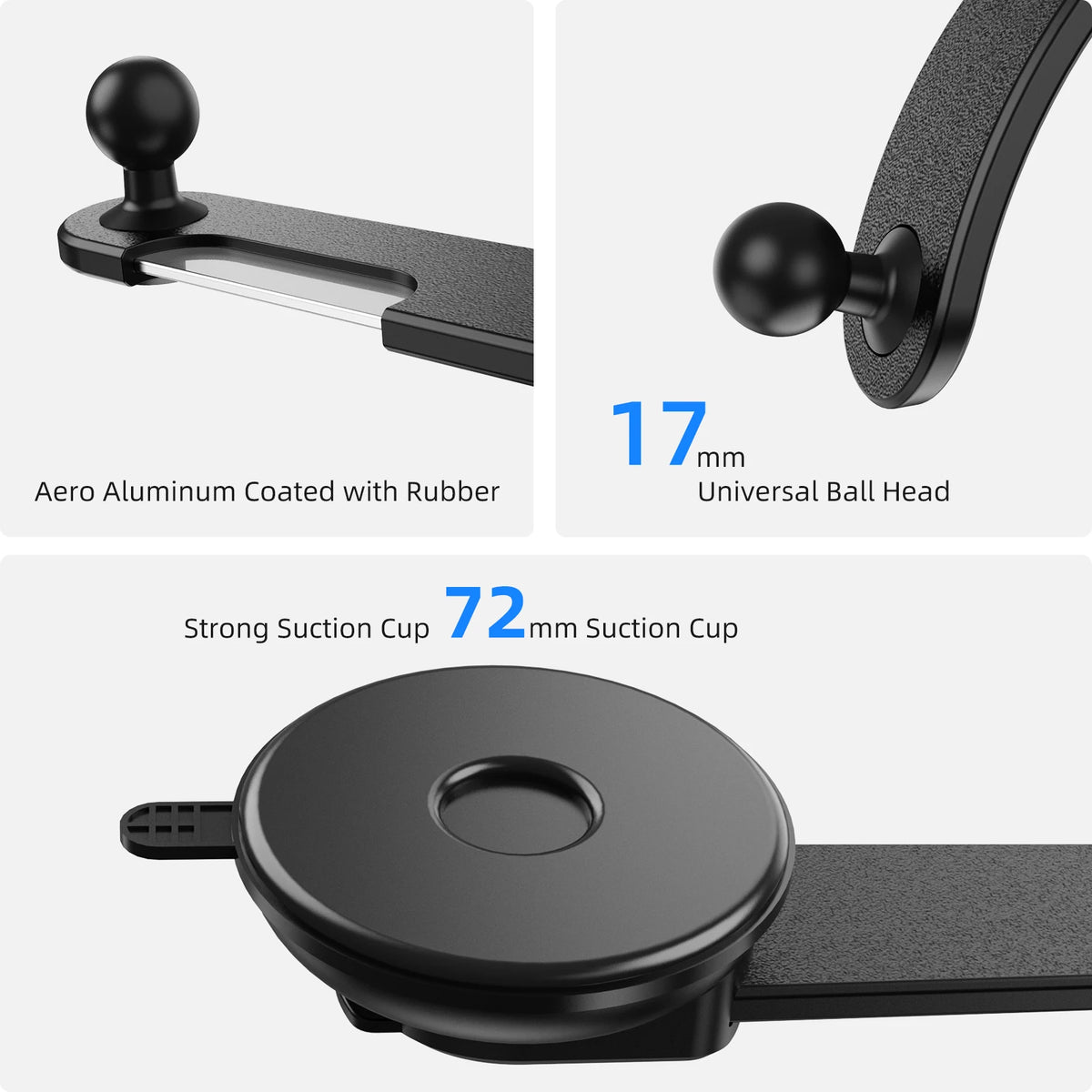 Accessoires : Support de téléphone pour voiture à ventouse, universel, avec rotule et bras télescopique pliable, 17 mm